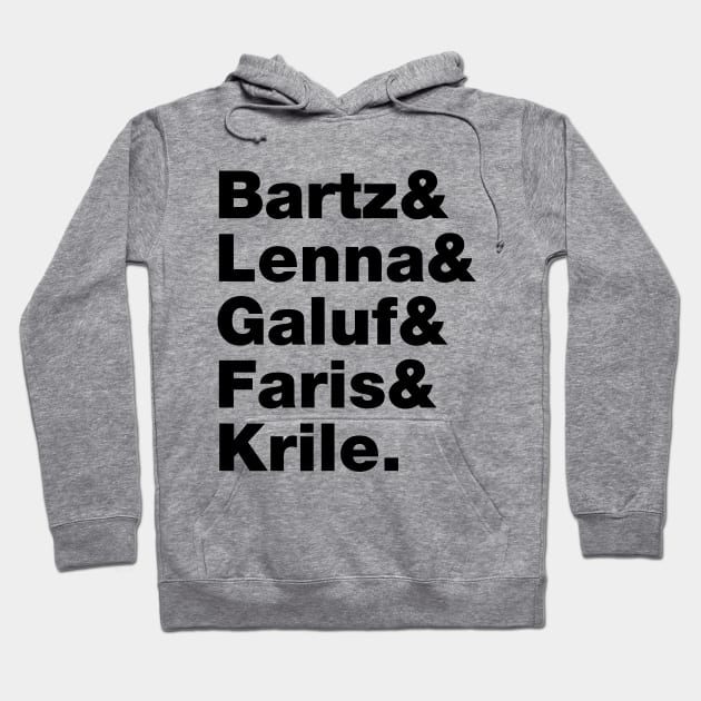 Final Fantasy 5 Characters (Black Text) Hoodie by inotyler